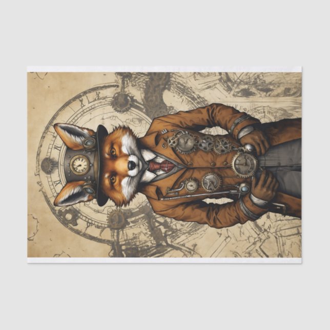 Papier Mousseline Renard vapeur vintage en manteau (Recto)