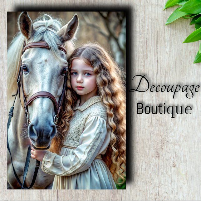 Papier Mousseline Rênes blanches découpage (White Reins Decoupage Tissue Paper)