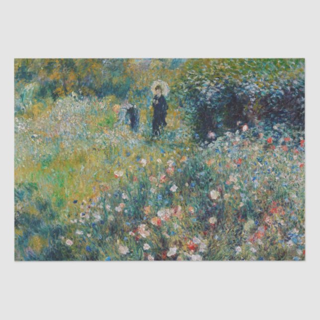 Papier Mousseline Renoir - Femme avec un parasol dans un jardin (Recto)
