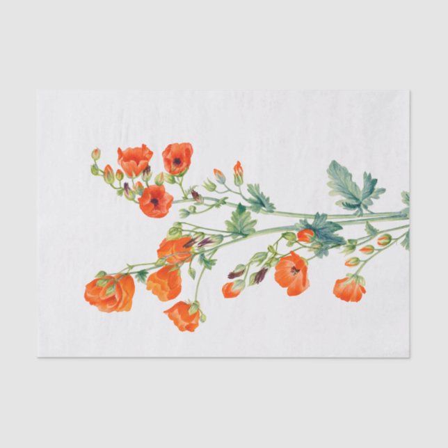 Papier Mousseline Renoir Vintage Red Flowers Roses Découpage (Recto)