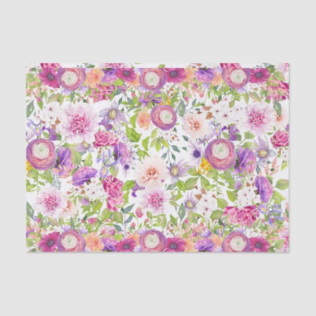 Papier Mousseline Renoncule et rose de printemps (Recto)