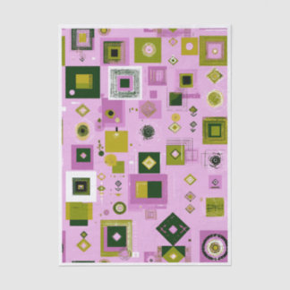 Papier Mousseline Repeating Modern Pink, Green Pattern ET6 Decoupage
