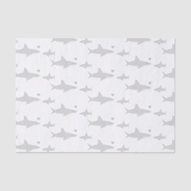 Papier Mousseline Requins mignons | Papier de tissus Baby shower (Recto)