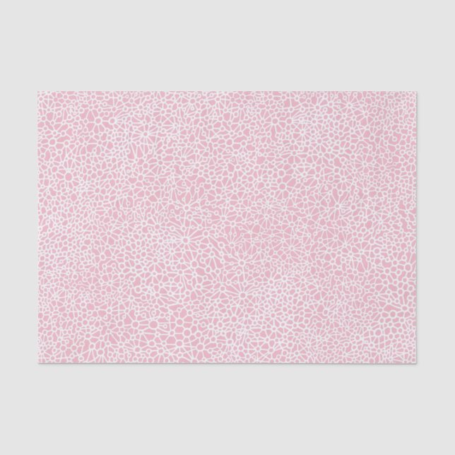Papier Mousseline Réseau complexe - Blanc sur rose pâle (Recto)