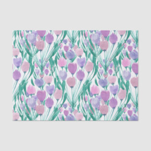 Papier Mousseline Ressort rose pourpre Tulipe Floral Aquarelle
