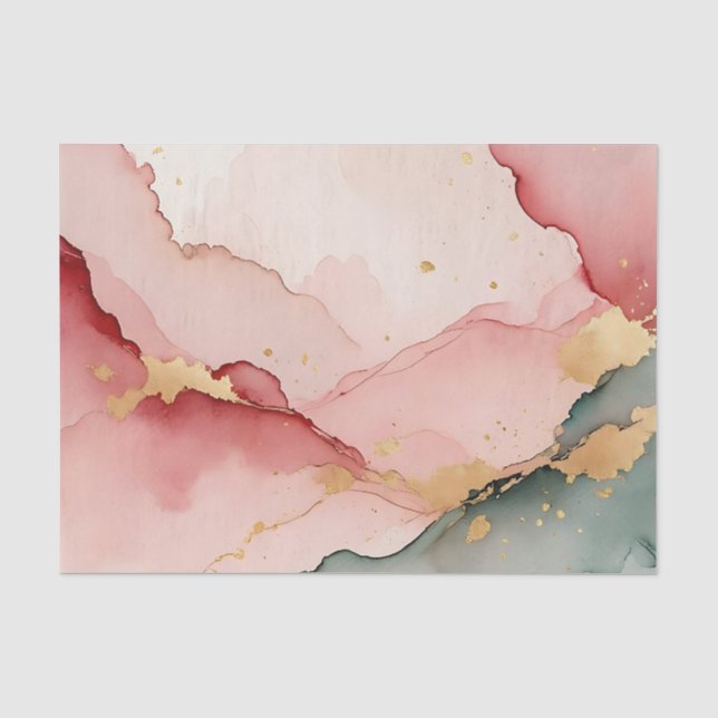 Papier Mousseline Résumé abstrait rose sarcelle or (Recto)