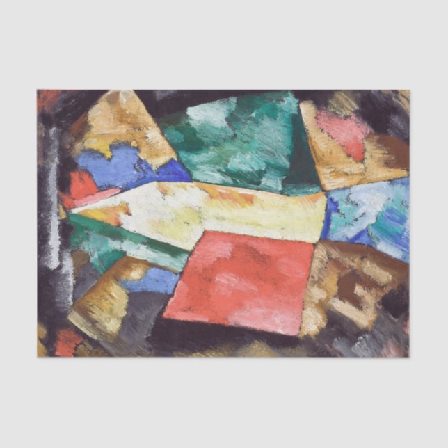 Papier Mousseline Résumé bleu jaune et vert par Marsden Hartley (Recto)