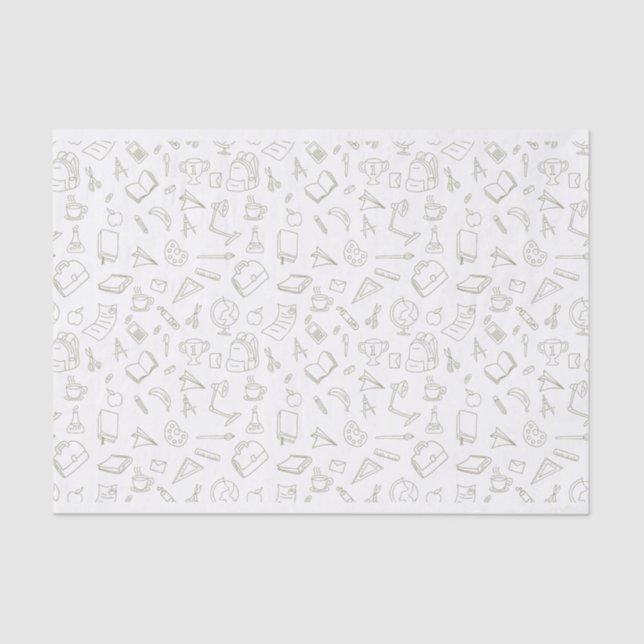 Papier Mousseline Retour à l'école Cartoonish Icons amusant (Recto)