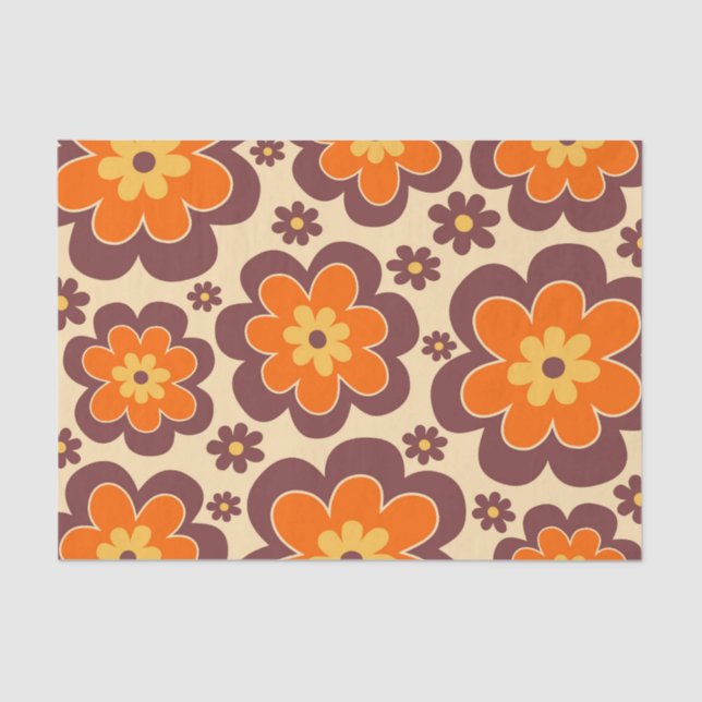 Papier Mousseline Retro 1960s Style Floral (Recto)