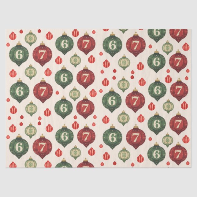 Papier Mousseline Retro “67” Christmas Ornament Tissue Paper (Recto)