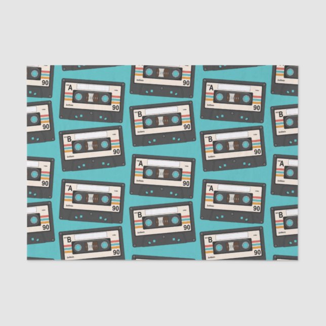 Papier Mousseline Retro 80's 90's Cassette Musique Anniversaire (Recto)
