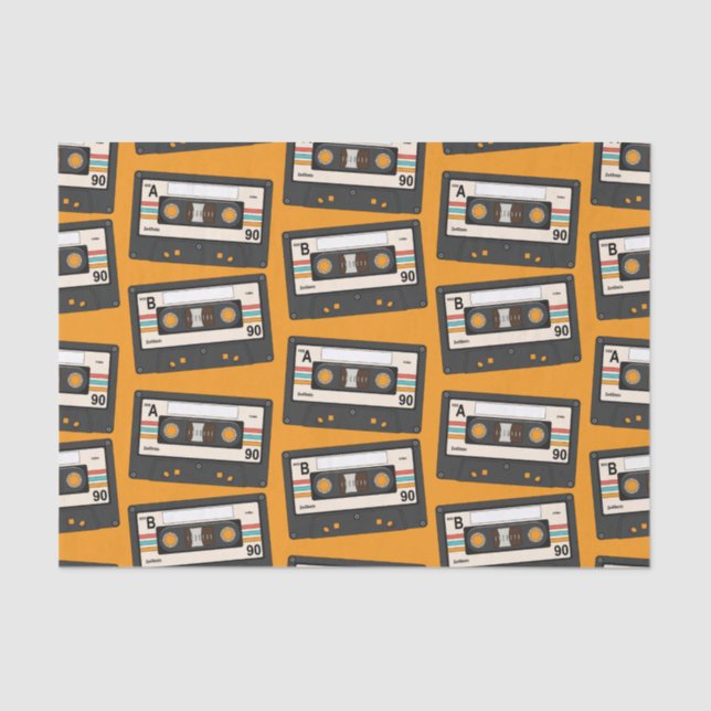 Papier Mousseline Retro 80's 90's Cassette Musique Anniversaire (Recto)