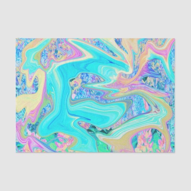 Papier Mousseline Retro Aqua Blue Liquid Art sur les Hydrangeas Abst (Recto)