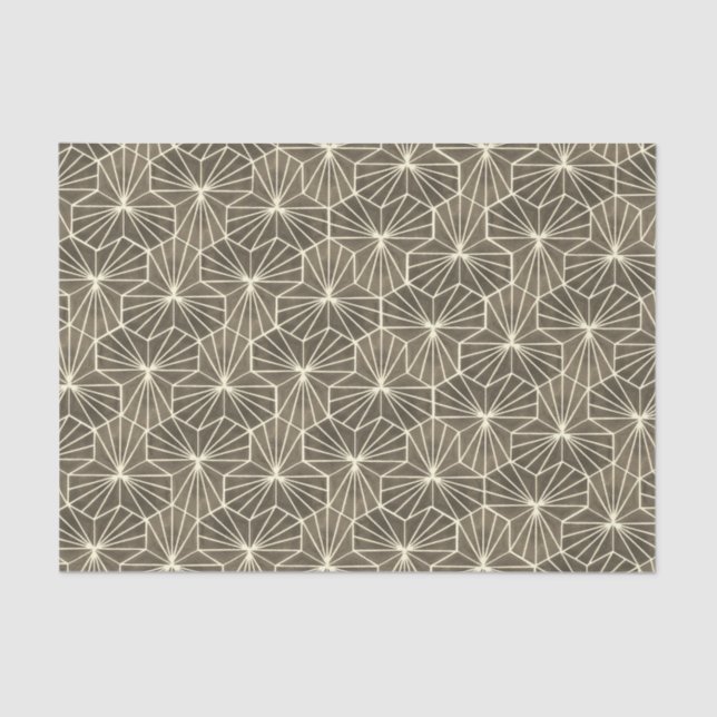 Papier Mousseline Retro Art Deco Beige Brown Geometric Pattern (Recto)