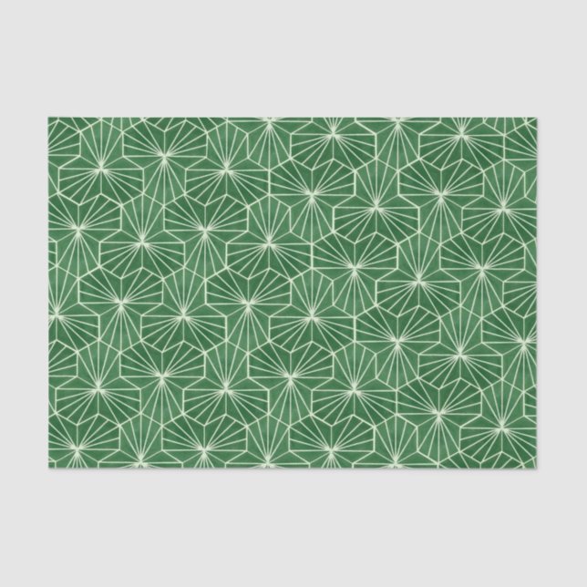 Papier Mousseline Retro Art Deco Lime Green Geometric Pattern (Recto)