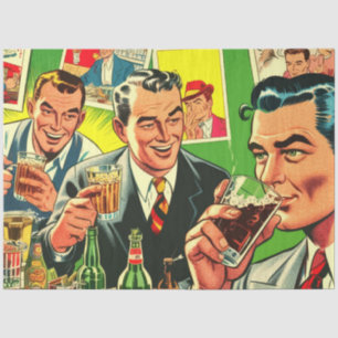 Papier Mousseline Retro Bar Boissons Dessins Illustration