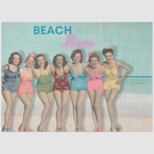 Papier Mousseline Retro Beach Pin-Up Girls Decoupage - Beach Bum  (Recto)