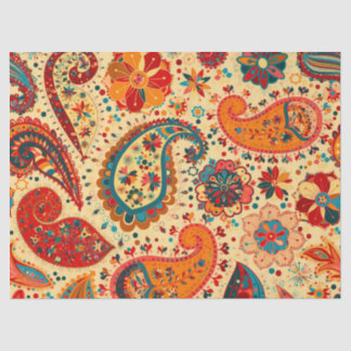 Papier Mousseline Rétro beau bohémien coloré Paisley de Boho