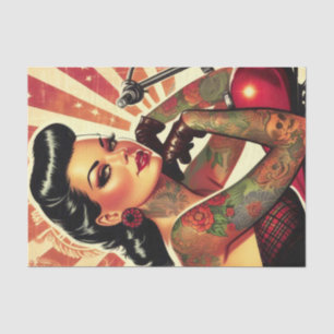 Papier Mousseline Retro Biker Pin-up