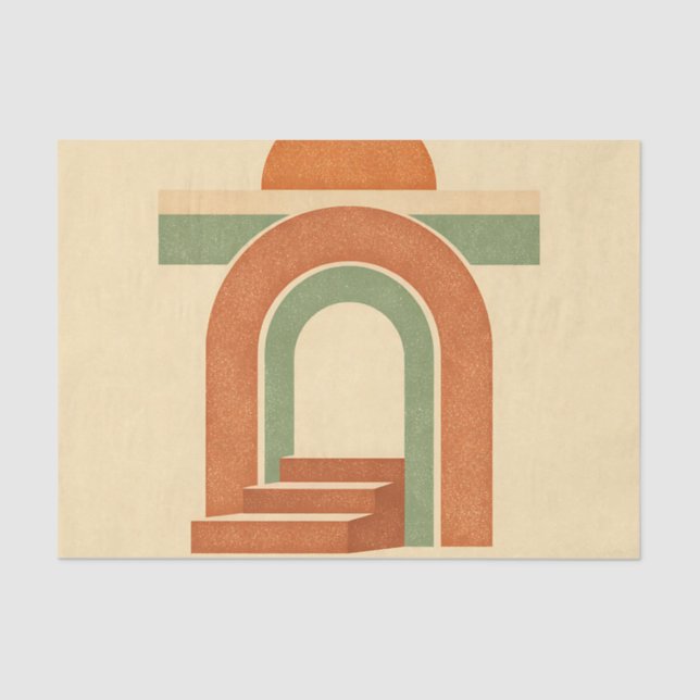 Papier Mousseline Retro Boho Rainbow Arch Minimalist Design (Recto)