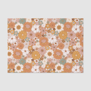 Papier Mousseline Retro Boho Terracotta Floral