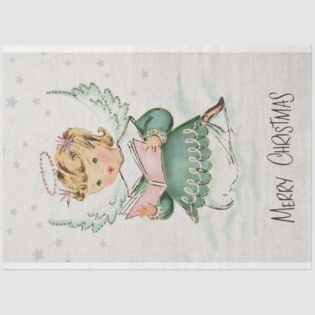 Papier Mousseline Retro Christmas Angel Decoupage (Recto)
