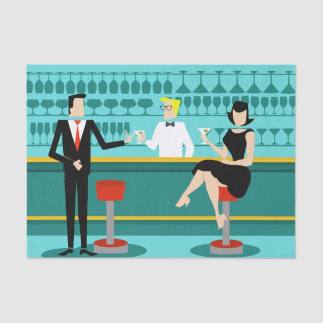 Papier Mousseline Retro Cocktail Lounge Papier Tissu (Recto)