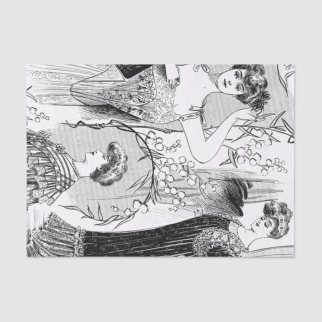 Papier Mousseline Rétro collage d'illustration de mode (Recto)