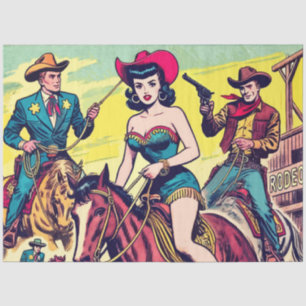 Papier Mousseline Retro Country Western Comics