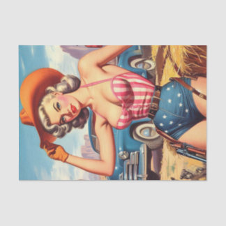 Papier Mousseline Retro Cowgirl Pin Up