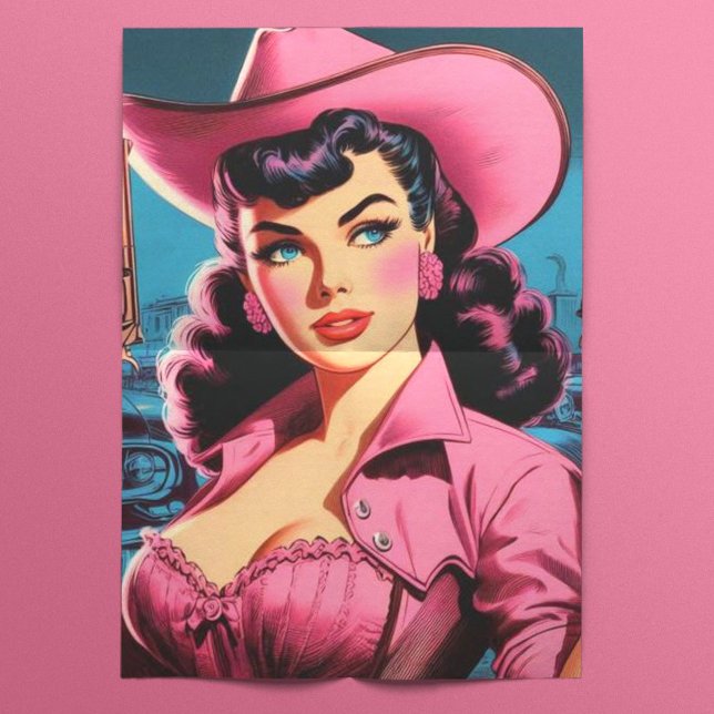 Papier Mousseline Retro Cute Cowgirl (Créateur téléchargé)