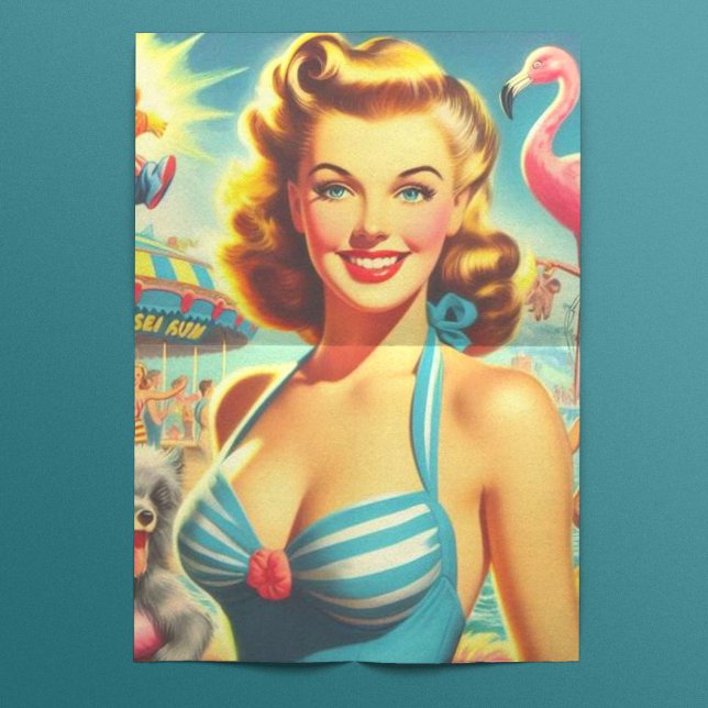 Papier Mousseline Retro Cute Kitsch Girl (Créateur téléchargé)