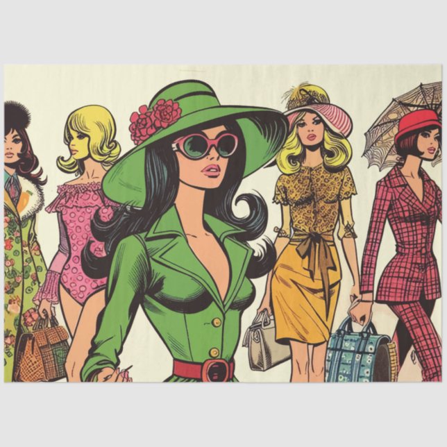 Papier Mousseline Retro Fashion Girls Comics (Recto)