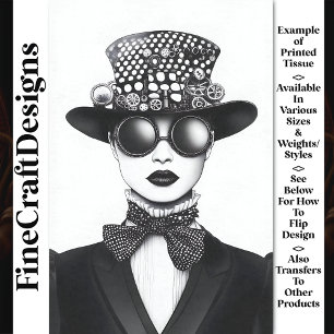 Papier Mousseline Rétro Futuriste Steampunk Woman AC4 Découpage