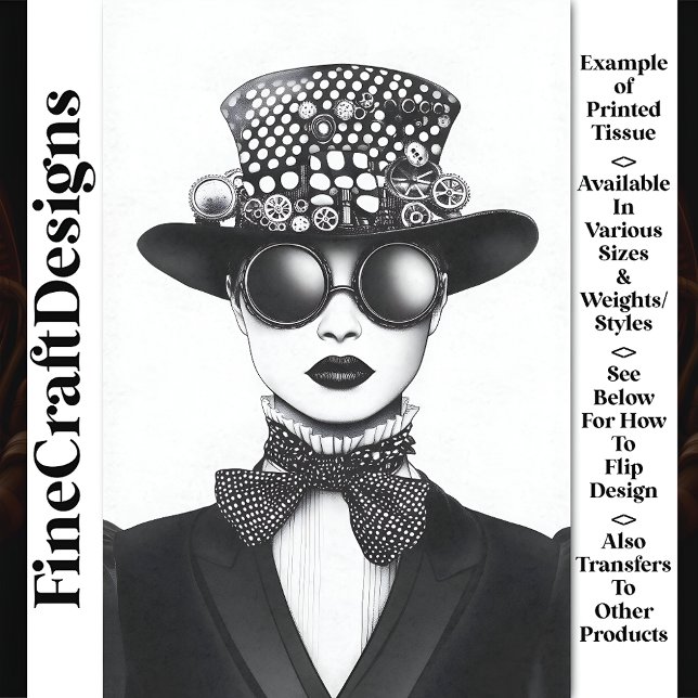 Papier Mousseline Rétro Futuriste Steampunk Woman AC4 Découpage (Créateur téléchargé)