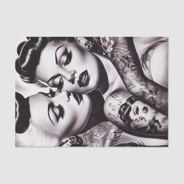 Papier Mousseline Retro Glam Tattoo Girls (Recto)
