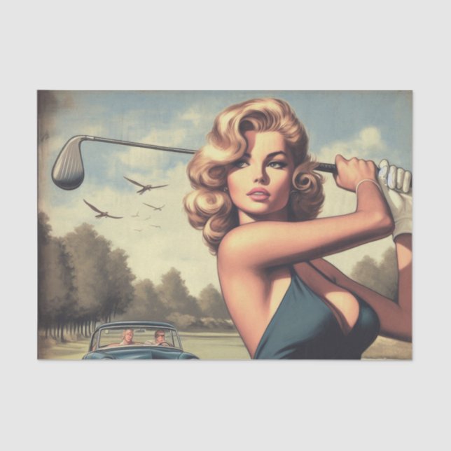 Papier Mousseline Retro Golf Girl (Recto)