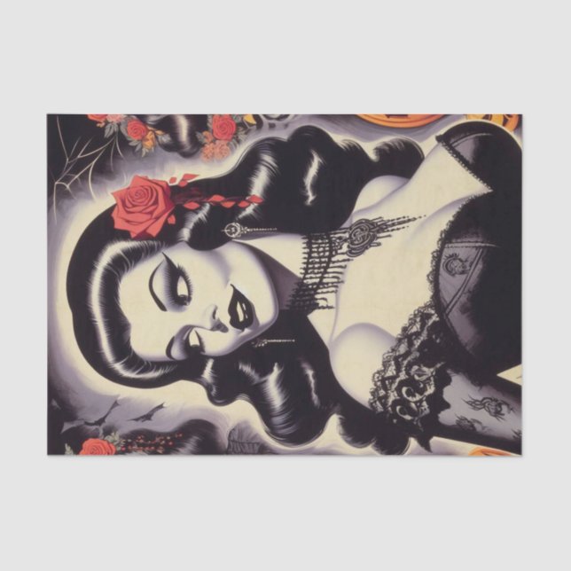 Papier Mousseline Retro Halloween Goth Pin-up (Recto)