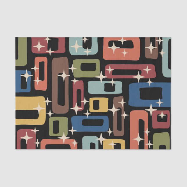 Papier Mousseline Retro Mid-Century Moderne Abstrait (Recto)