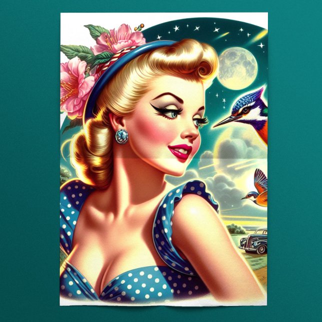 Papier Mousseline Rétro Mignon Kitsch Pin-up (Créateur téléchargé)