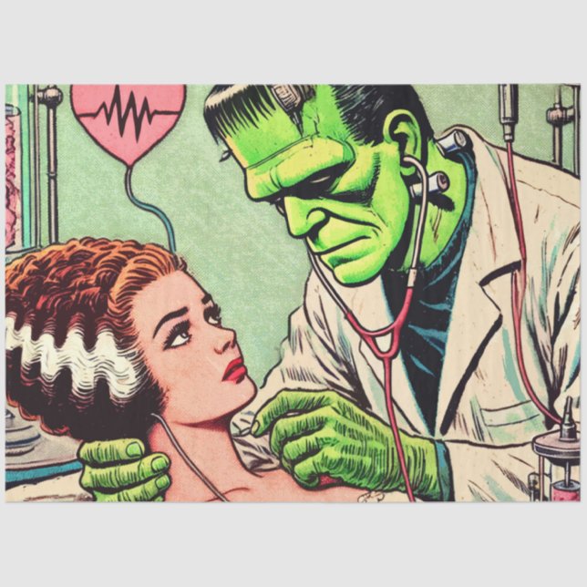 Papier Mousseline Retro Monster Love Comics (Recto)