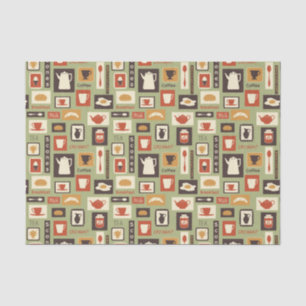 Papier Mousseline Rétro motif avec des plats de cuisine pour le