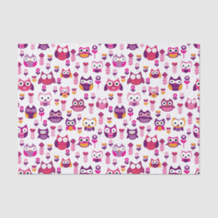 Papier Mousseline rétro motif coloré d'oiseau de hibou