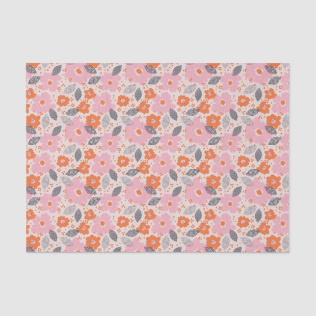 Papier Mousseline Rétro motif floral mignon (Recto)