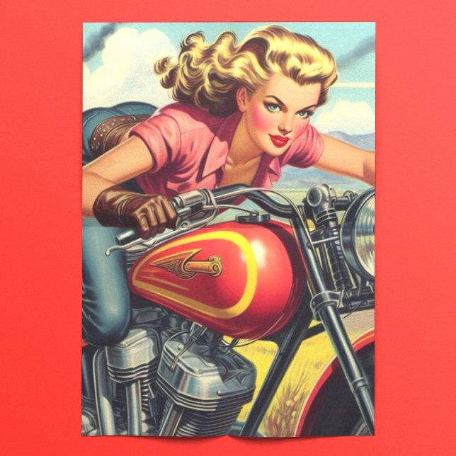 Papier Mousseline Retro Motorcicle Pin up (Créateur téléchargé)