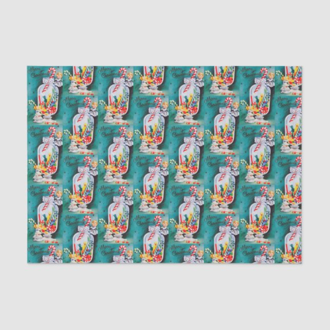 Papier Mousseline Rétro partie vintage d'anges de Noël (Recto)