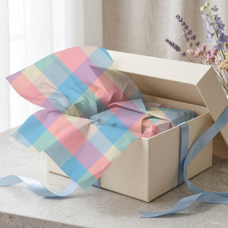 Papier Mousseline Retro Pastel Argyle Pink Blue Diamond Checkerboard