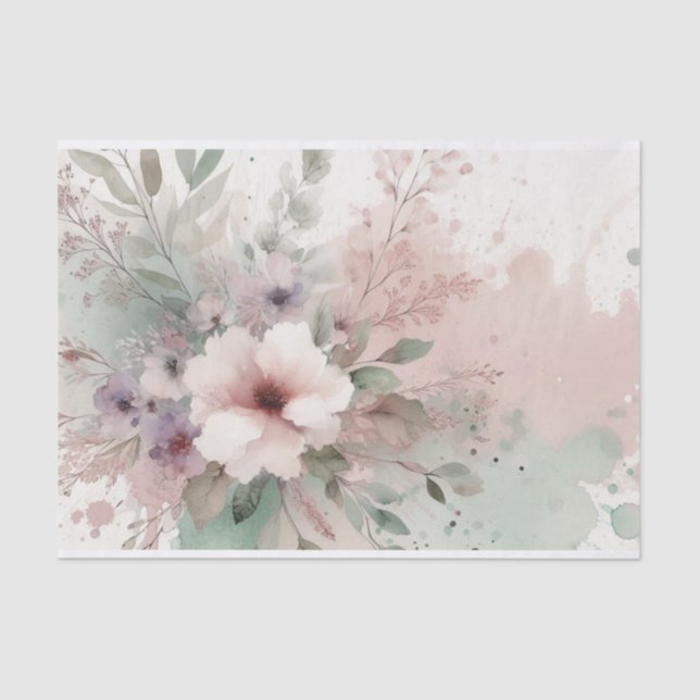 Papier Mousseline Retro Pastel Floral Chic Charm Découpage Imprimant (Recto)