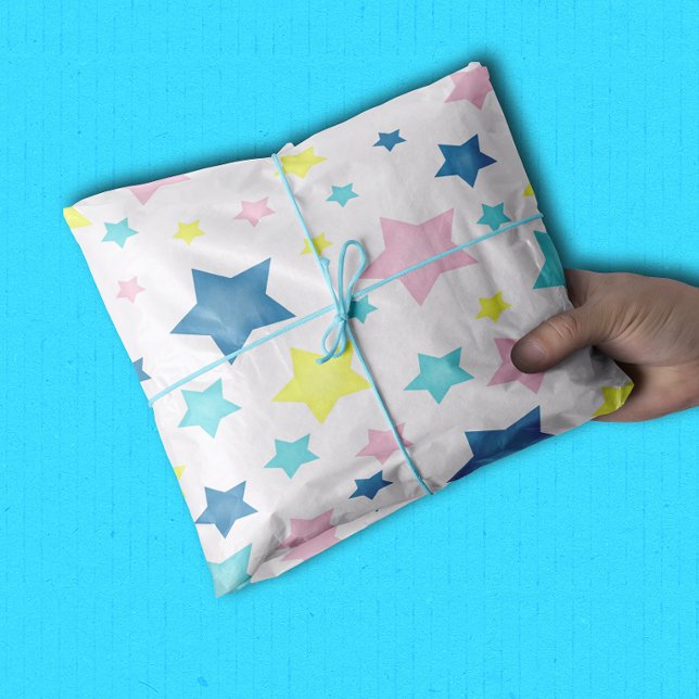 Papier Mousseline Retro Pastel Stars pour bébé (Créateur téléchargé)