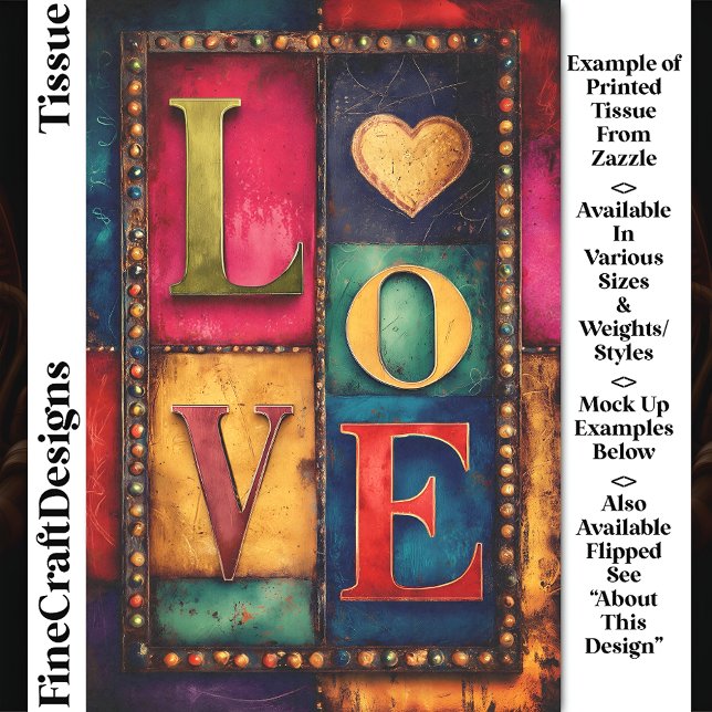 Papier Mousseline Rétro Patchwork Panneau “LOVE” Enseigne DP9F Décou (Créateur téléchargé)
